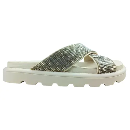 6459.122.7286.81189 SANDALIA FEM. DE USO COMUM C/ SOLA SINT. CABEDAL SINT. CRISTAL/BRANCO OFF 526 ta