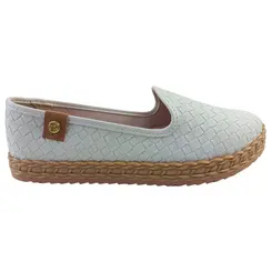 Sapatilha Moleca Napa Tresse Capri Branco Off Feminina