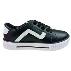 Tênis Casual Molekinha Napa Preto/Branco/Prata Menina