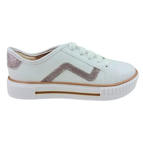 Tênis Casual Molekinha Branco/Light Ouro Rosado Menina