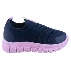 Tênis Slip On Novopé Textil Infantil Marinho/Lilás Menina