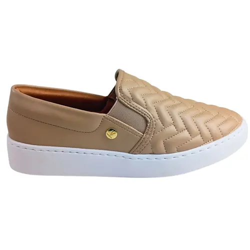 Tênis Vizzano Slip On Napa Pele Strech Bege Feminino