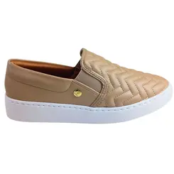 Tênis Vizzano Slip On Napa Pele Strech Bege Feminino