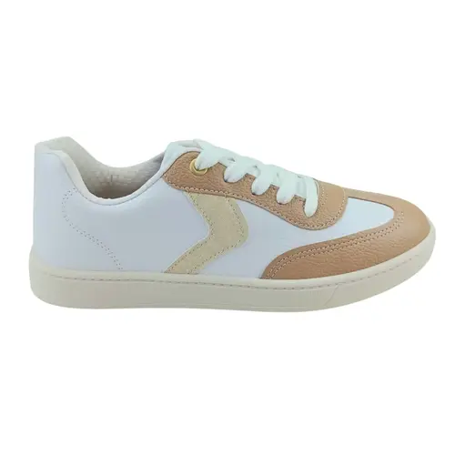 Tênis Beira Rio Casual Branco/Bege/Dourado Feminino