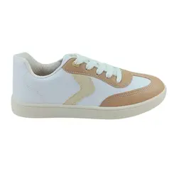 Tênis Beira Rio Casual Branco/Bege/Dourado Feminino
