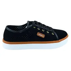 Tênis Moleca Casual Nobuck Microperfuros Preto Feminino