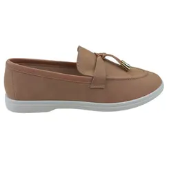Sapato Moleca Loafer Nobuck Tunisia Nude Feminino