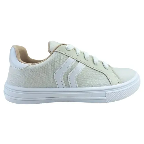 Tênis Moleca Casual Lona/Sider Branco Off Feminino