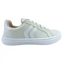 Tênis Moleca Casual Lona/Sider Branco Off Feminino