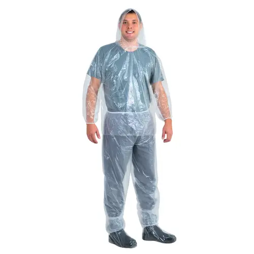 Kit 3 Conjuntos Polietileno Com Elástico e Capuz Impermeável Transparente