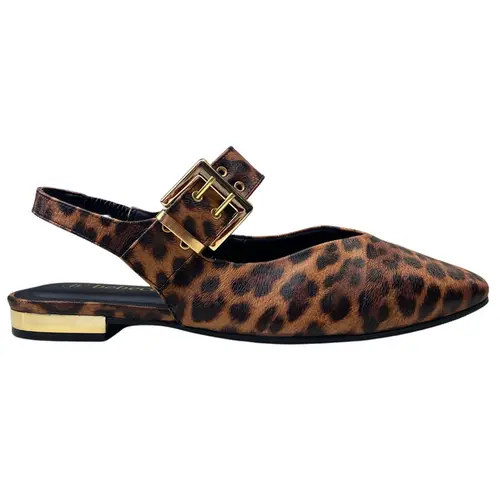 Sapato Chanel Bebecê Napa Onça Savana Preto Feminino