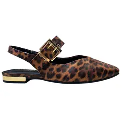 Sapato Chanel Bebecê Napa Onça Savana Preto Feminino