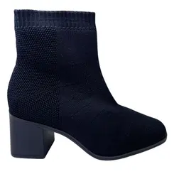 Bota de Knit Bebecê Napa Skin Soft Preto Feminina