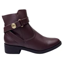 Bota Bebecê Cano Curto Napa Skin Soft Cacau Feminina