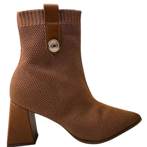 Bota de Knit Bebecê Napa Skin Soft Canela Feminina