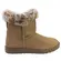 Bota Rasteira Mooncity Cano Curto Com Pelo Bege Feminina