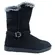 Bota Rasteira Mooncity Cano Curto Com Pelo Preto Feminina