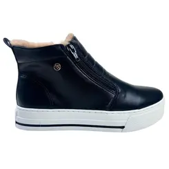 Bota Via Marte Napa Com Pelo Himalaia Preto/Arenito Feminina