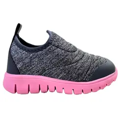 Tênis Novopé Têxtil Infantil Mescla Cinza Escuro/Rosa BB Menina