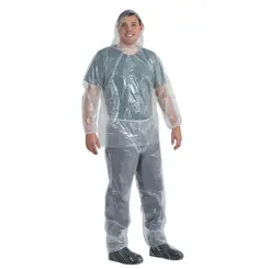 Kit 8 Conjuntos Polietileno Com Elástico e Capuz e Bota Descartável Transparente