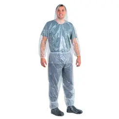 Kit 5 Conjuntos Polietileno Com Elástico e Capuz Impermeável Transparente