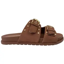 Chinelo Papete Via Marte Camurça Ultra Caramelo Feminino