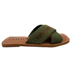 Rasteira Cravo e Canela Gorgurão Army/Café Feminino