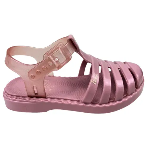Sandália Barbie Duo Aranha Rosa/Bege Transparente Menina
