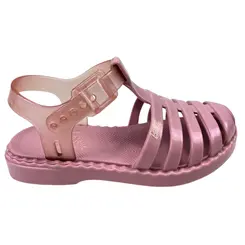 Sandália Barbie Duo Aranha Rosa/Bege Transparente Menina