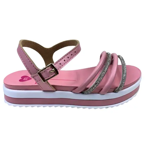 Sandália Molekinha Infantil Rosa/Branco/Cristal-Niquel Menina