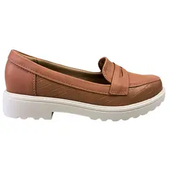 Sapato Modare Mocassim Napa Tresse Georgia Nude Feminino