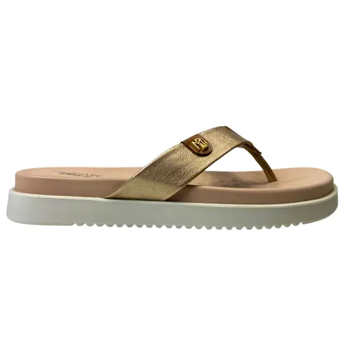 7204.100.28994.96340 SANDALIA FEM. DE USO COMUM C/ SOLA SINT. CABEDAL SINT. DOURADO/CAMEL 1165 tam:
