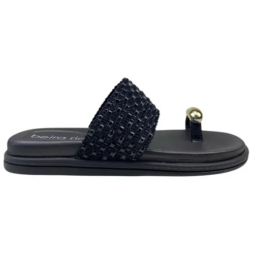 Chinelo Papete Beira Rio Napa Turim Preto/Preto Feminino
