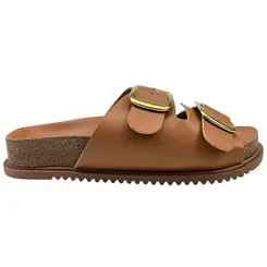 Chinelo Papete Beira Rio Napa Turim/Strech Camel Feminino