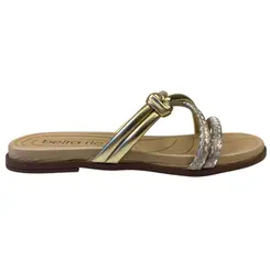 Rasteira Beira Rio Napa Gliter Triangulo Dourado Feminino