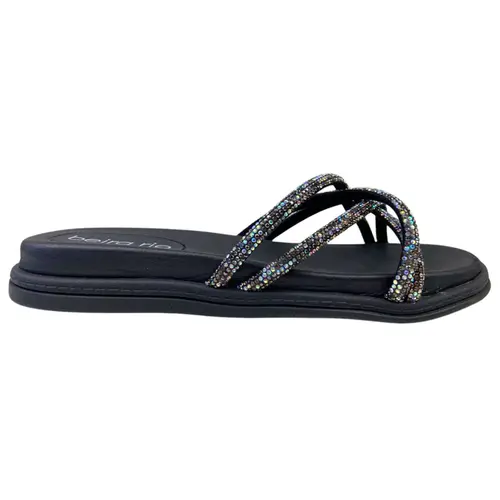 Chinelo Papete Beira Rio Preto/Grafite/Aurora Boreal Feminino