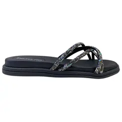 Chinelo Papete Beira Rio Preto/Grafite/Aurora Boreal Feminino