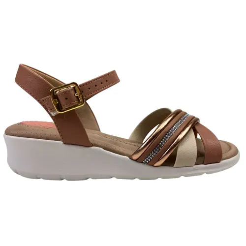 Sandália Modare Ouro Rosado/Nude/Cristal/Creme Feminina