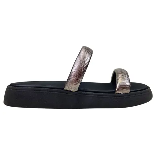 Chinelo Papete Moleca Tira Metalizado Grafite/Preto Feminino
