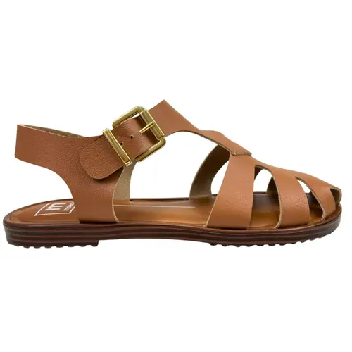 Sandália Rasteira Moleca Napa Turim Camel Feminina