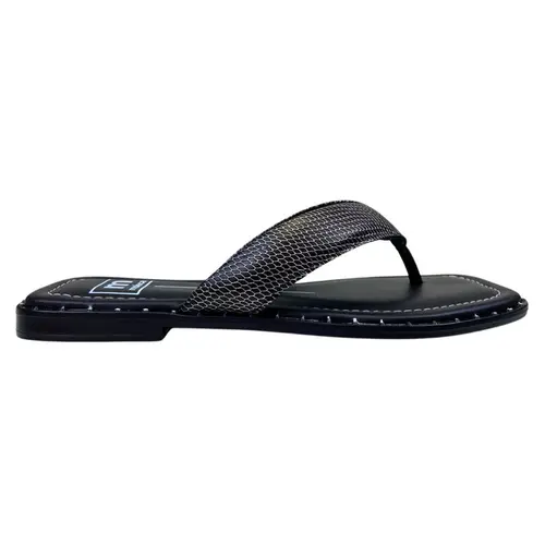 Chinelo Rasteira Moleca Napa Pele Strech Preto-Grafite Feminino