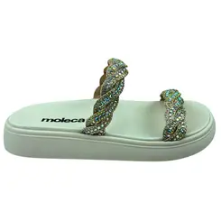 Chinelo Papete Moleca Dourado/Aurora Boreal/Bco Off Feminino