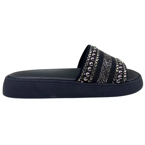 Chinelo Slide Moleca Camurça Flex Preto/Grafite-Preto Feminino