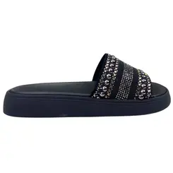 Chinelo Slide Moleca Camurça Flex Preto/Grafite-Preto Feminino