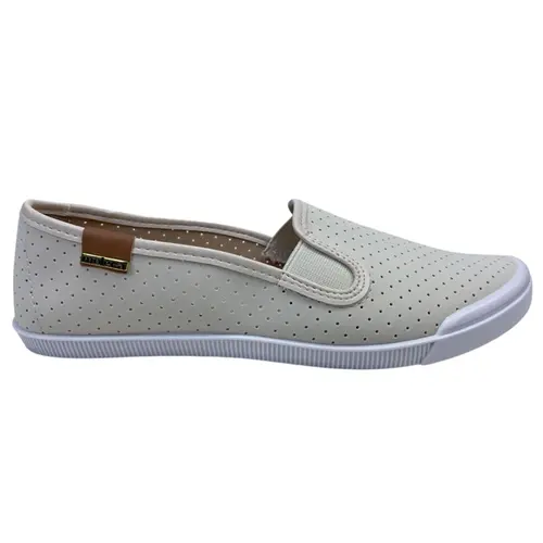 Sapatilha Moleca Microperfuros Branco Off/Camel Feminina