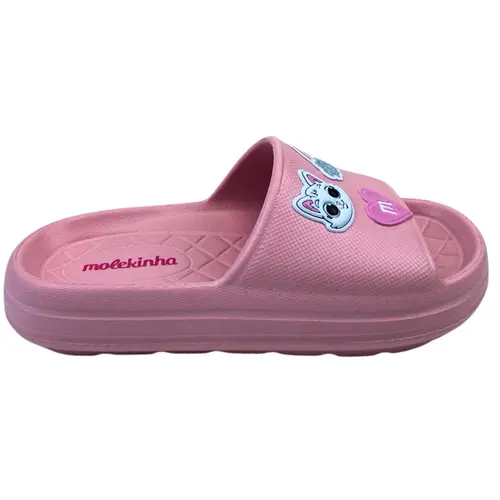 Chinelo Slide Molekinha EVA Rosa Infantil Menina