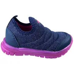 Tênis Via Vip Jogging Calce Fácil Marinho/Pink Menina