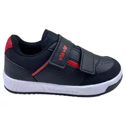 Tênis Via Vip Street Com Velcro Preto/Vermelho Menino