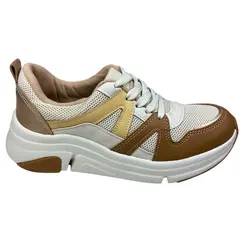 Tênis Modare Branco Off/Tan/Dourado/Manteiga Feminino
