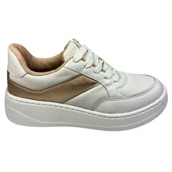 Tênis Modare Micro Perfuros Branco Off/Dourado Feminino